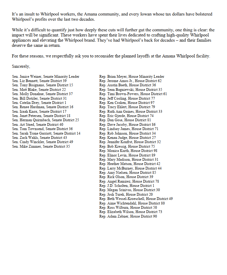 Whirlpool letter screenshot pg. 2